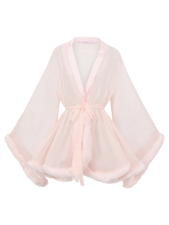 Rosé Princess Fur Chiffon Robe - Angel Ruche