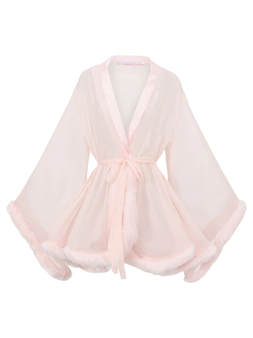 Rosé Princess Fur Chiffon Robe - Angel Ruche