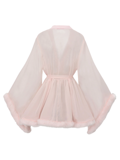 Rosé Princess Fur Chiffon Robe - Angel Ruche