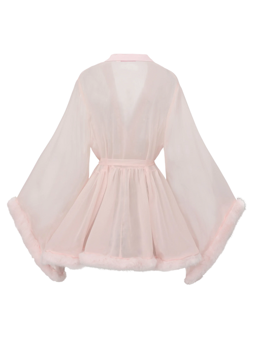 Rosé Princess Fur Chiffon Robe - Angel Ruche