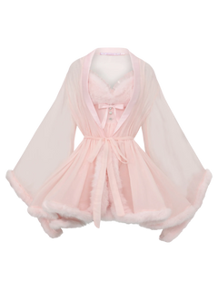 Rosé Princess Fur Chiffon Robe - Angel Ruche