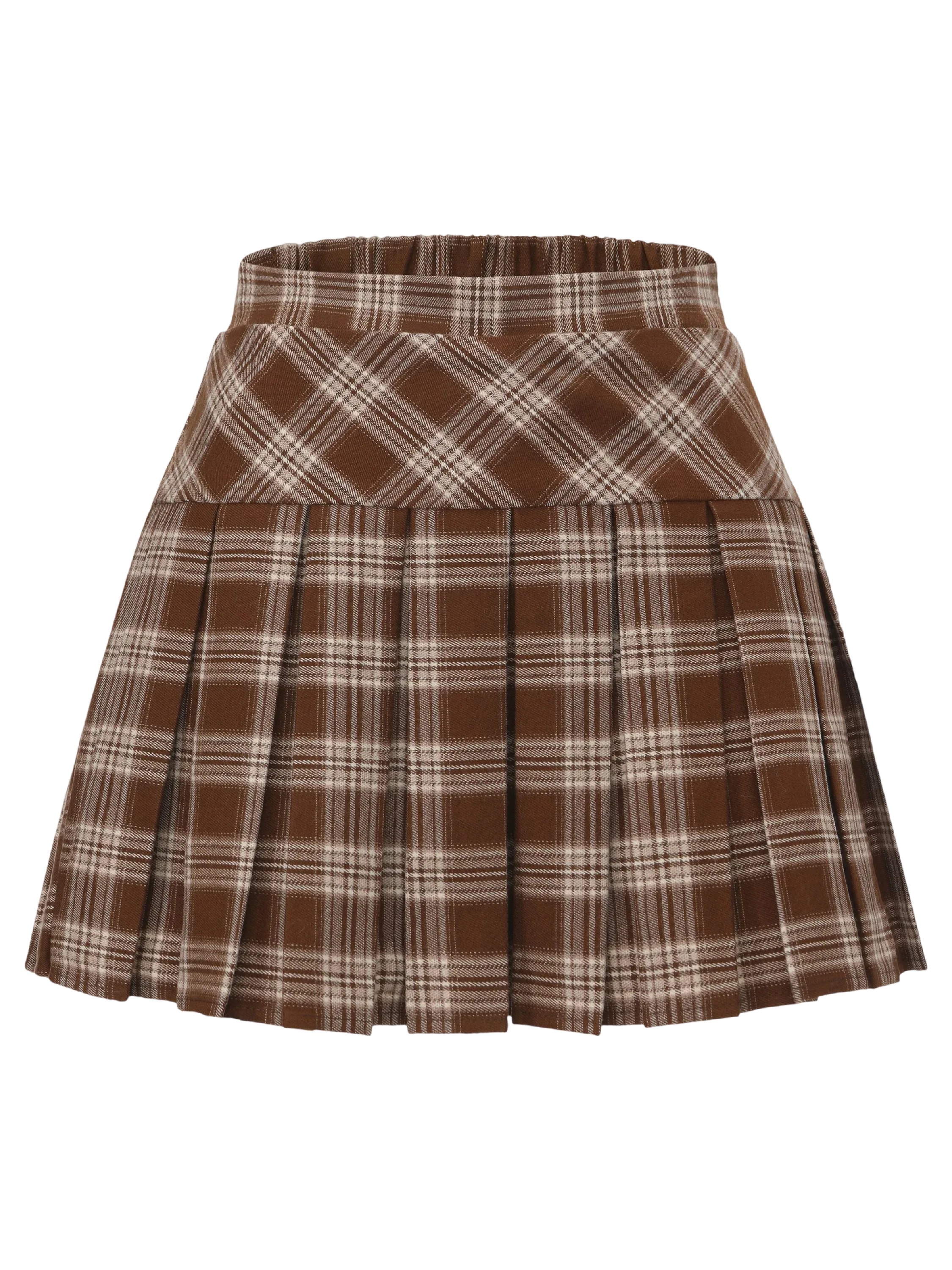 Girly Plaid Pleated High Rise Skirt (Brown) | Coquette – Angel Ruche