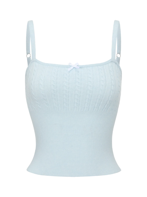 Colette Cable Knit Cami Top (Ice Blue)