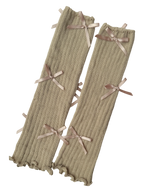 Layered Bow Leg Warmer (Beige)