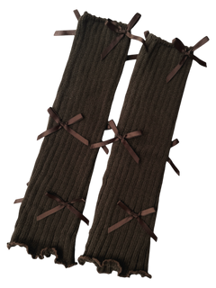 Layered Bow Leg Warmer (Brown)