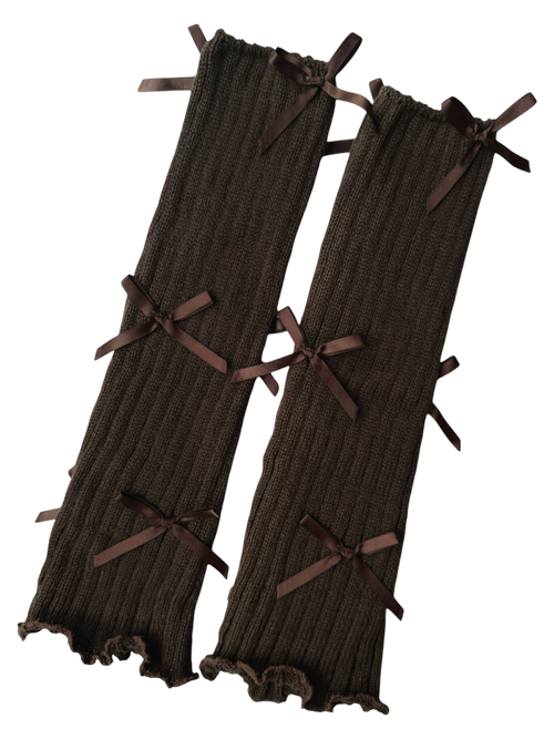 Layered Bow Leg Warmer (Brown)