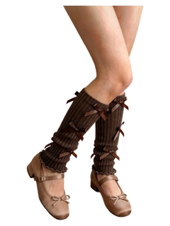 Layered Bow Leg Warmer (Brown)