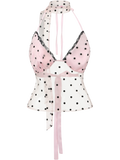 Dottie Polka Dot Mesh Halter Top