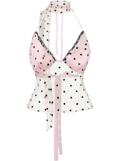 Dottie Polka Dot Mesh Halter Top