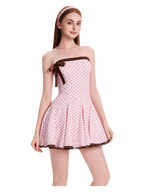 Dolly Polka Dot Dress+ Petticoat (Pink Mocha)