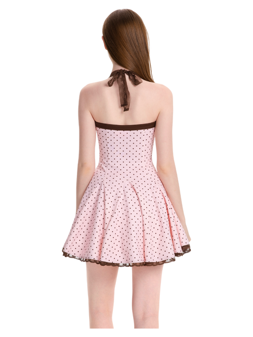 Dolly Polka Dot Dress+ Petticoat (Pink Mocha)