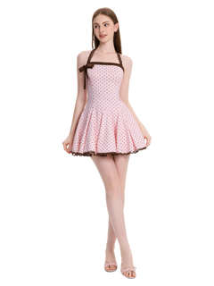 Dolly Polka Dot Dress+ Petticoat (Pink Mocha)