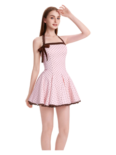 Dolly Polka Dot Dress+ Petticoat (Pink Mocha)