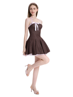 Dolly Polka Dot Dress+ Petticoat (Chocolate)