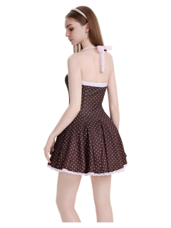 Dolly Polka Dot Dress+ Petticoat (Chocolate)