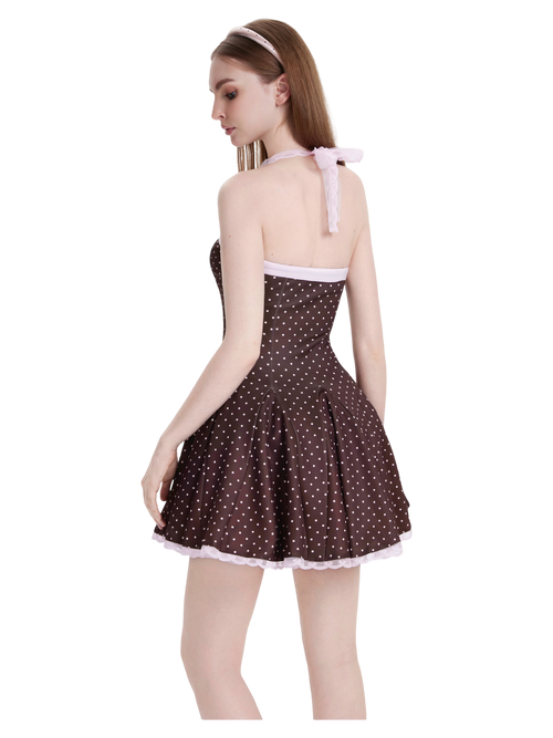 Dolly Polka Dot Dress+ Petticoat (Chocolate)