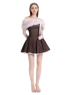 Dolly Polka Dot Dress+ Petticoat (Chocolate)