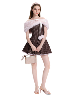 Dolly Polka Dot Dress+ Petticoat (Chocolate)