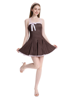 Dolly Polka Dot Dress+ Petticoat (Chocolate)