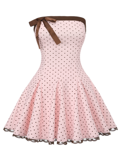Dolly Polka Dot Dress+ Petticoat (Pink Mocha)