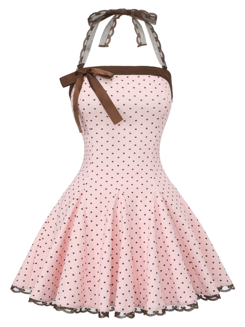 Dolly Polka Dot Dress+ Petticoat (Pink Mocha)