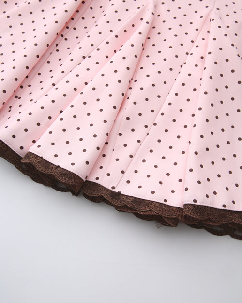 Dolly Polka Dot Dress+ Petticoat (Pink Mocha)