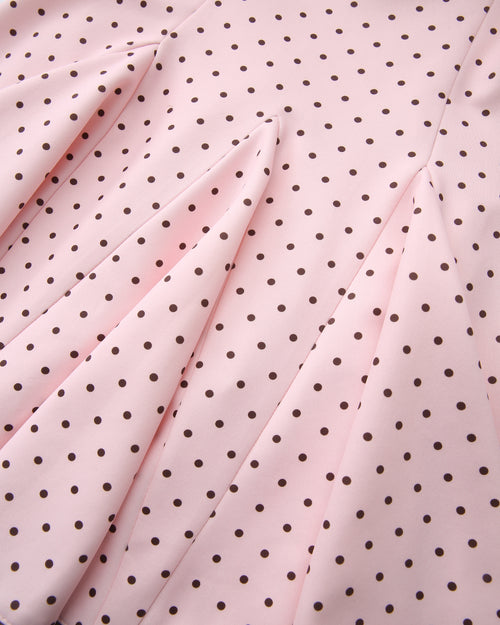 Dolly Polka Dot Dress+ Petticoat (Pink Mocha)