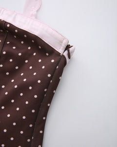 Dolly Polka Dot Dress+ Petticoat (Chocolate)