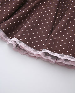 Dolly Polka Dot Dress+ Petticoat (Chocolate)