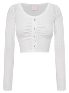 Coquette Frilly Cotton Shell Cardigan(White)