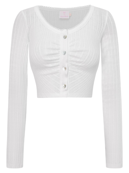 Coquette Frilly Cotton Shell Cardigan(White)