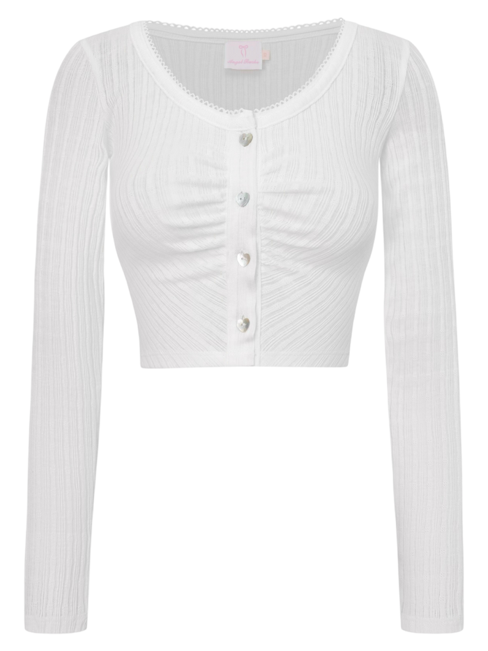 Coquette Frilly Cotton Shell Cardigan(White)