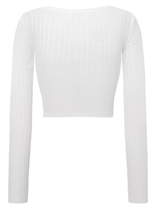 Coquette Frilly Cotton Shell Cardigan(White)