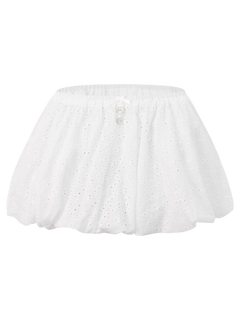 Coquette Cotton Eyelet Bubble Skirt (White)
