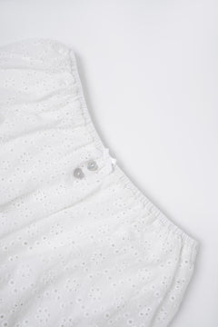 Coquette Cotton Eyelet Bubble Skirt (White)