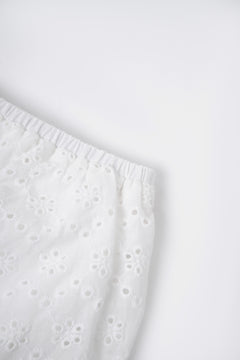 Coquette Cotton Eyelet Bubble Skirt (White)