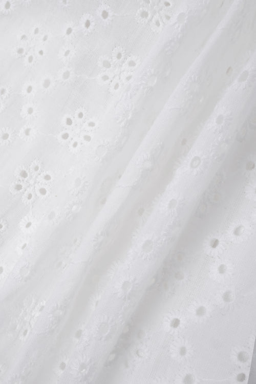 Coquette Cotton Eyelet Bubble Skirt (White)