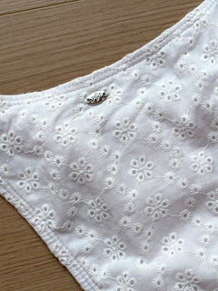 Coquette Cotton Eyelet Bikini Bottom (White)