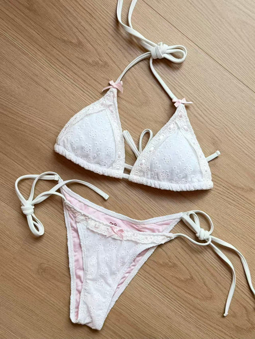 Coquette Cotton Eyelet Bikini Bottom (White)
