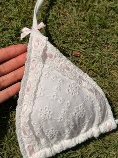 Coquette Cotton Eyelet Bikini Top (White)