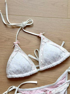 Coquette Cotton Eyelet Bikini Top (White)