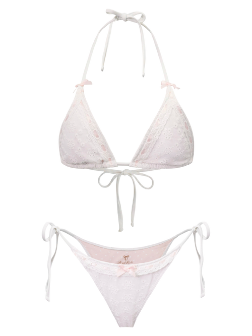 Coquette Cotton Eyelet Bikini Bottom (White)