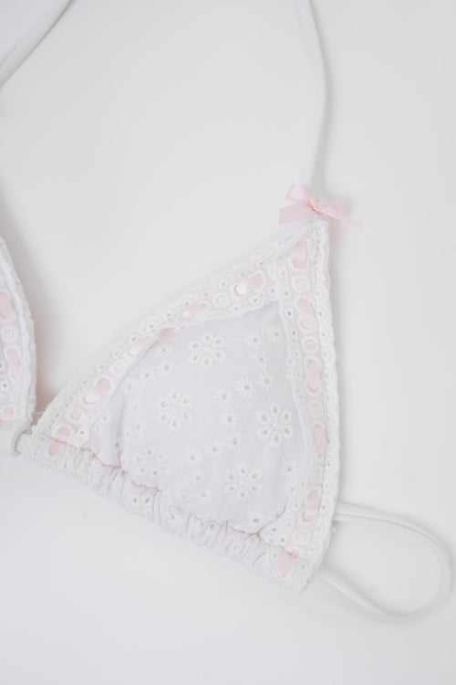Coquette Cotton Eyelet Bikini Top (White)