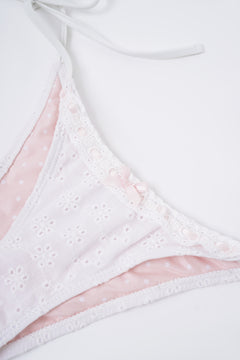 Coquette Cotton Eyelet Bikini Bottom (White)