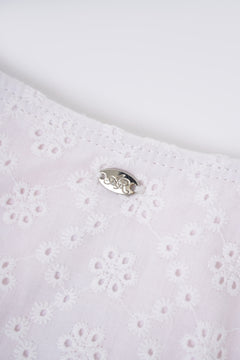 Coquette Cotton Eyelet Bikini Bottom (White)