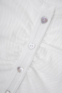 Coquette Frilly Cotton Shell Cardigan(White)