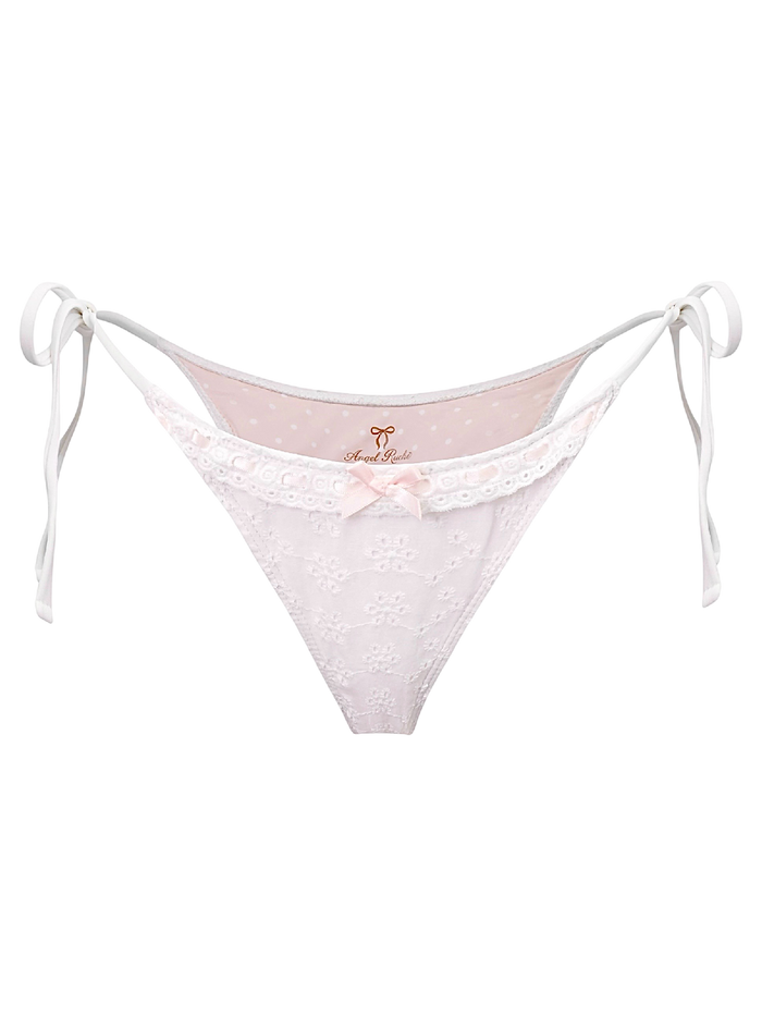 Coquette Cotton Eyelet Bikini Bottom (White)