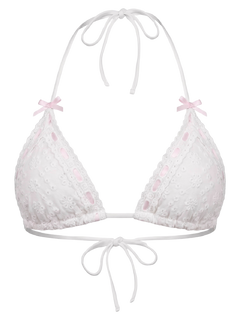 Coquette Cotton Eyelet Bikini Top (White)