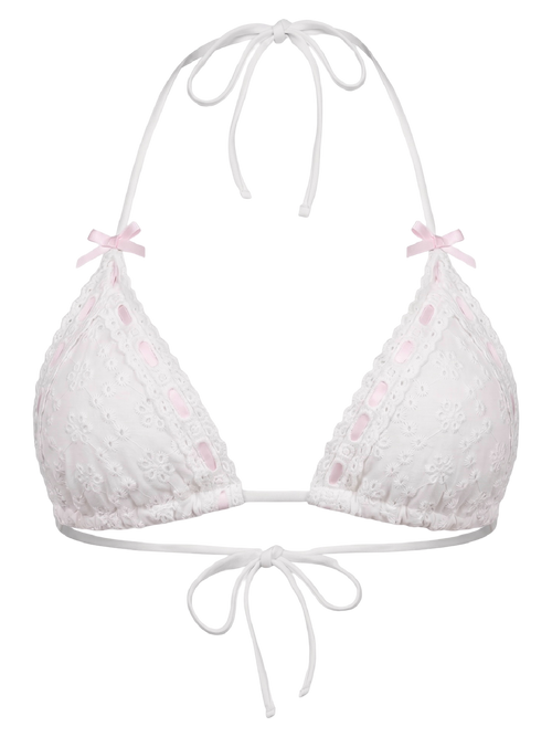 Coquette Cotton Eyelet Bikini Top (White)