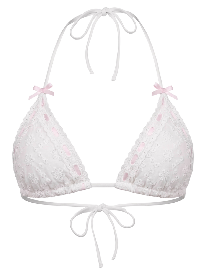 Coquette Cotton Eyelet Bikini Top (White)